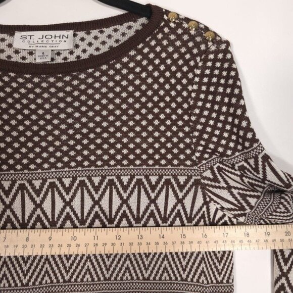 ST. JOHN COLLECTION Women’s‎ Knit Top Pullover Geometric USA🇺🇸MADE Size 4 - Picture 5 of 14